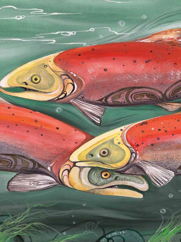 Salmon Run By Artist Carla Joseph for wholesale by Indigenous Puzzles and Art