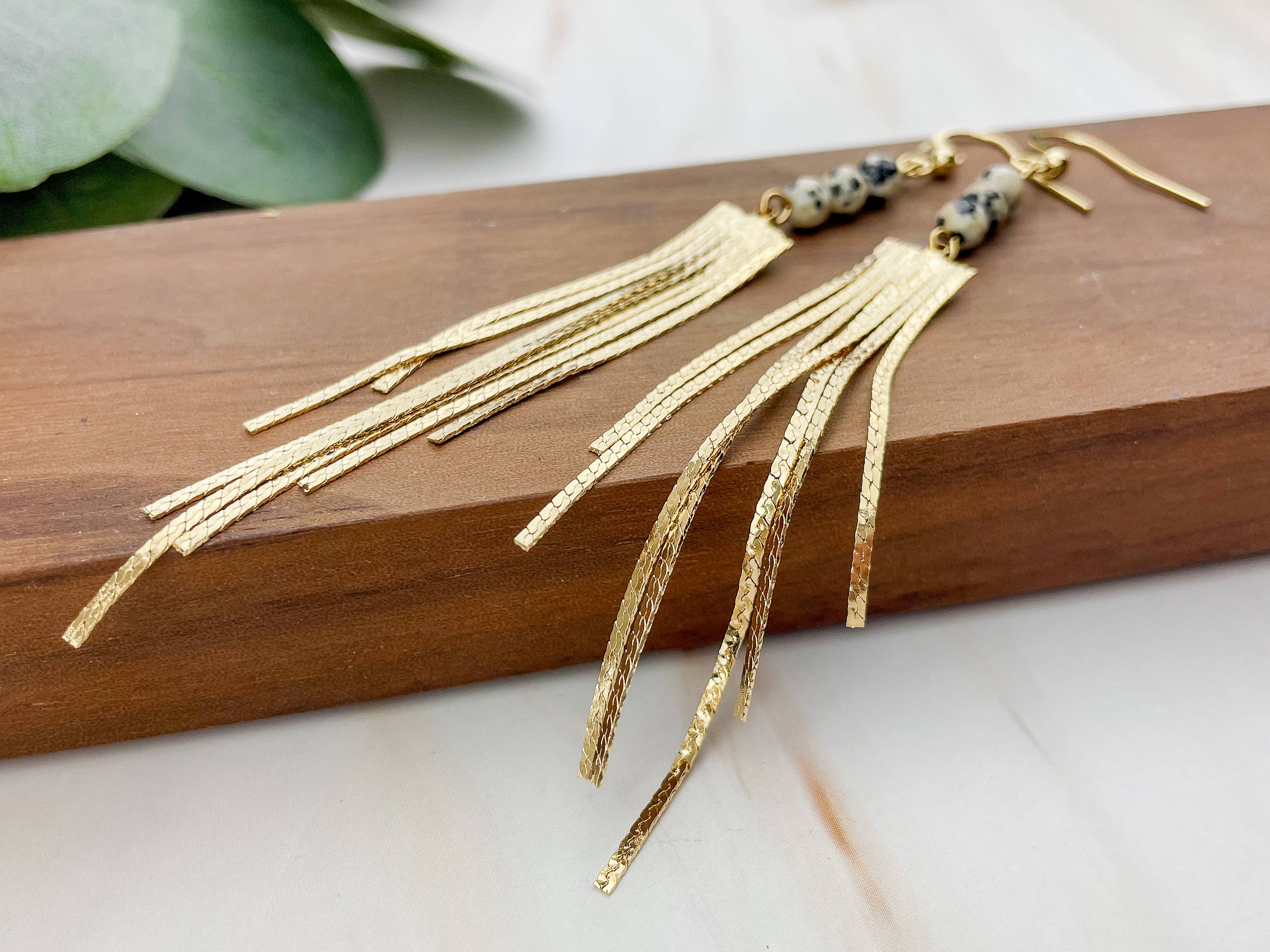 WonderLight Jewelry – wholesale Tassel earrings – Gemstone Tassel Earrings - Dalmatian Jasper / Inner Child3