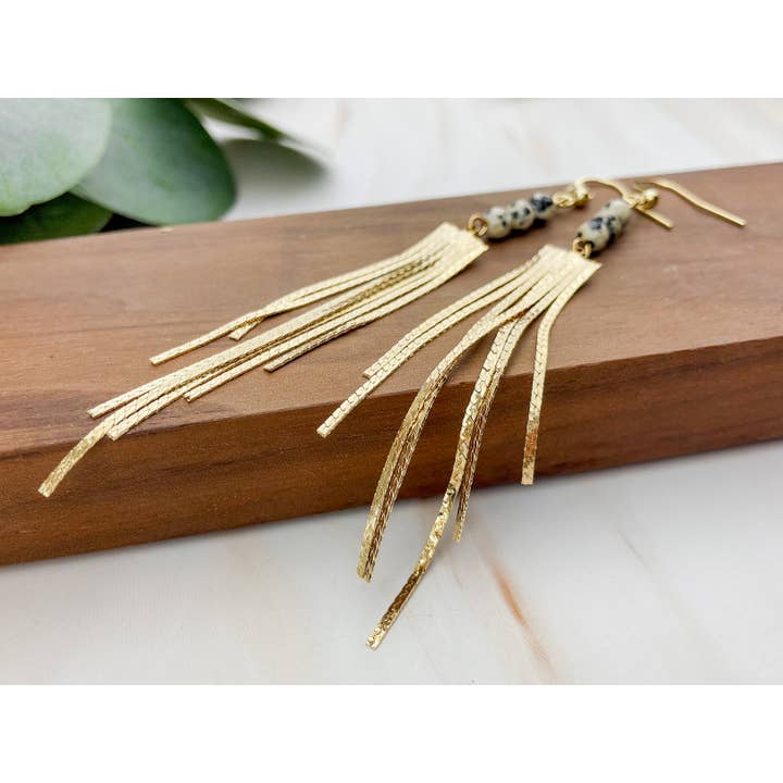 WonderLight Jewelry – wholesale Tofsörhängen – Ädelstenstofsörhängen - Dalmatisk jaspis/Inner Child3