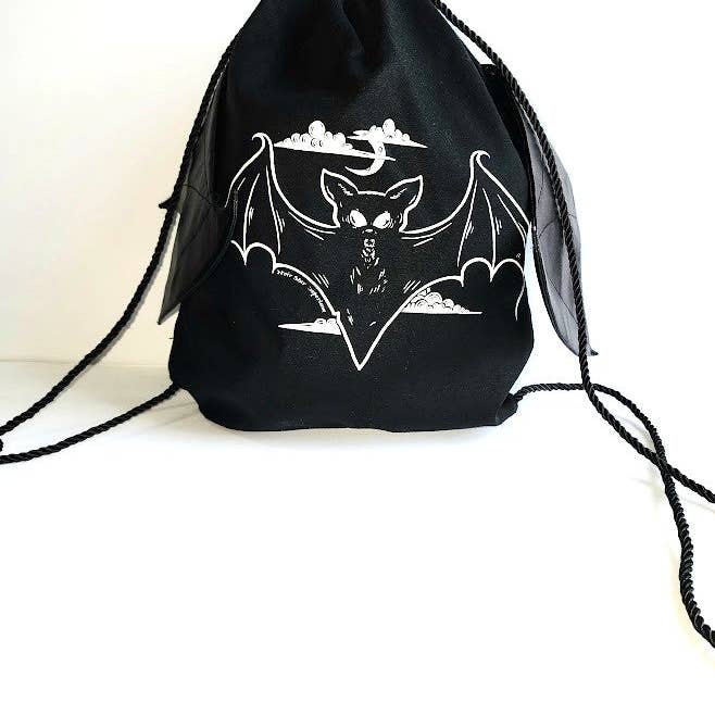 Bat Draw String Bag for wholesale by Noir Star Emporium
