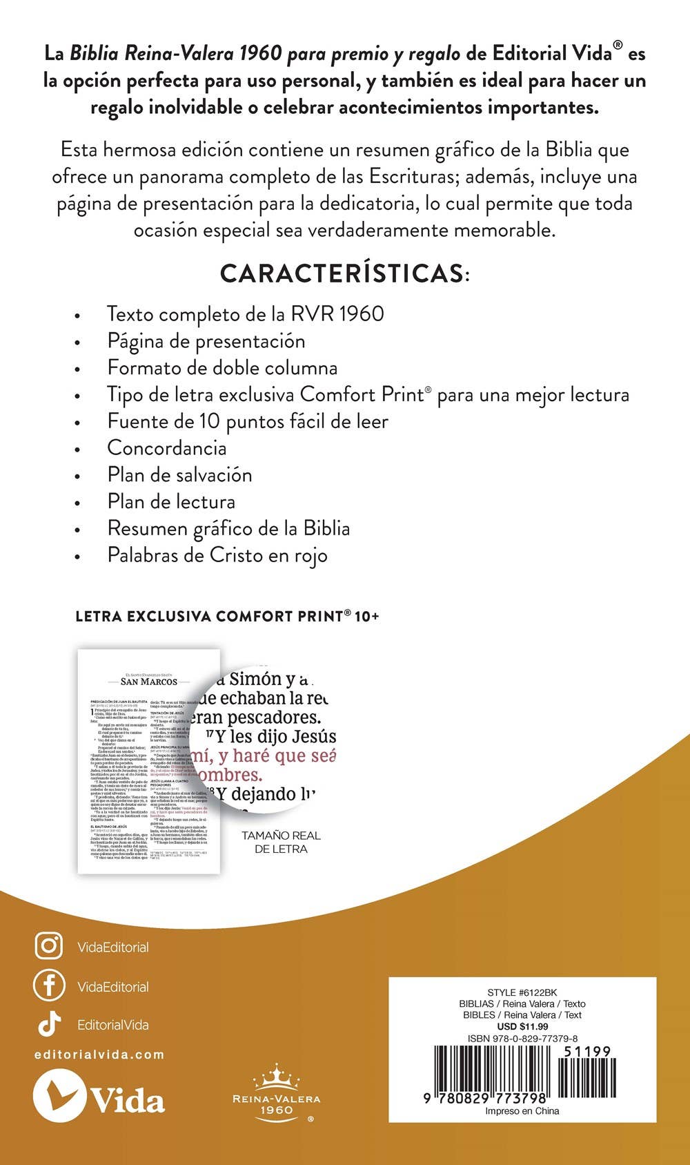 HarperCollins Christian Publishing - Wholesale Religion - RVR60, Santa Biblia, Premio y Regalo, Letra grande, Tapa dur12