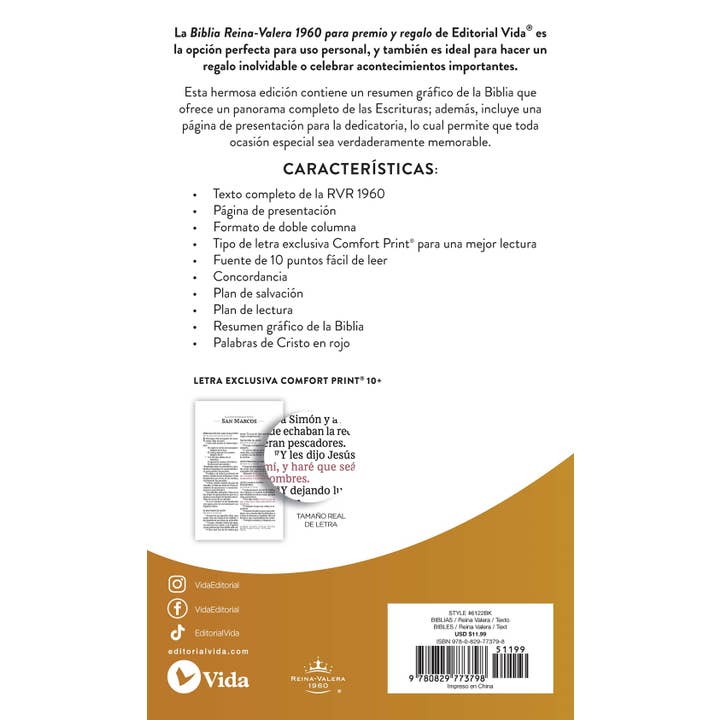 HarperCollins Christian Publishing - Wholesale Religion - RVR60, Santa Biblia, Premio y Regalo, Letra grande, Tapa dur12