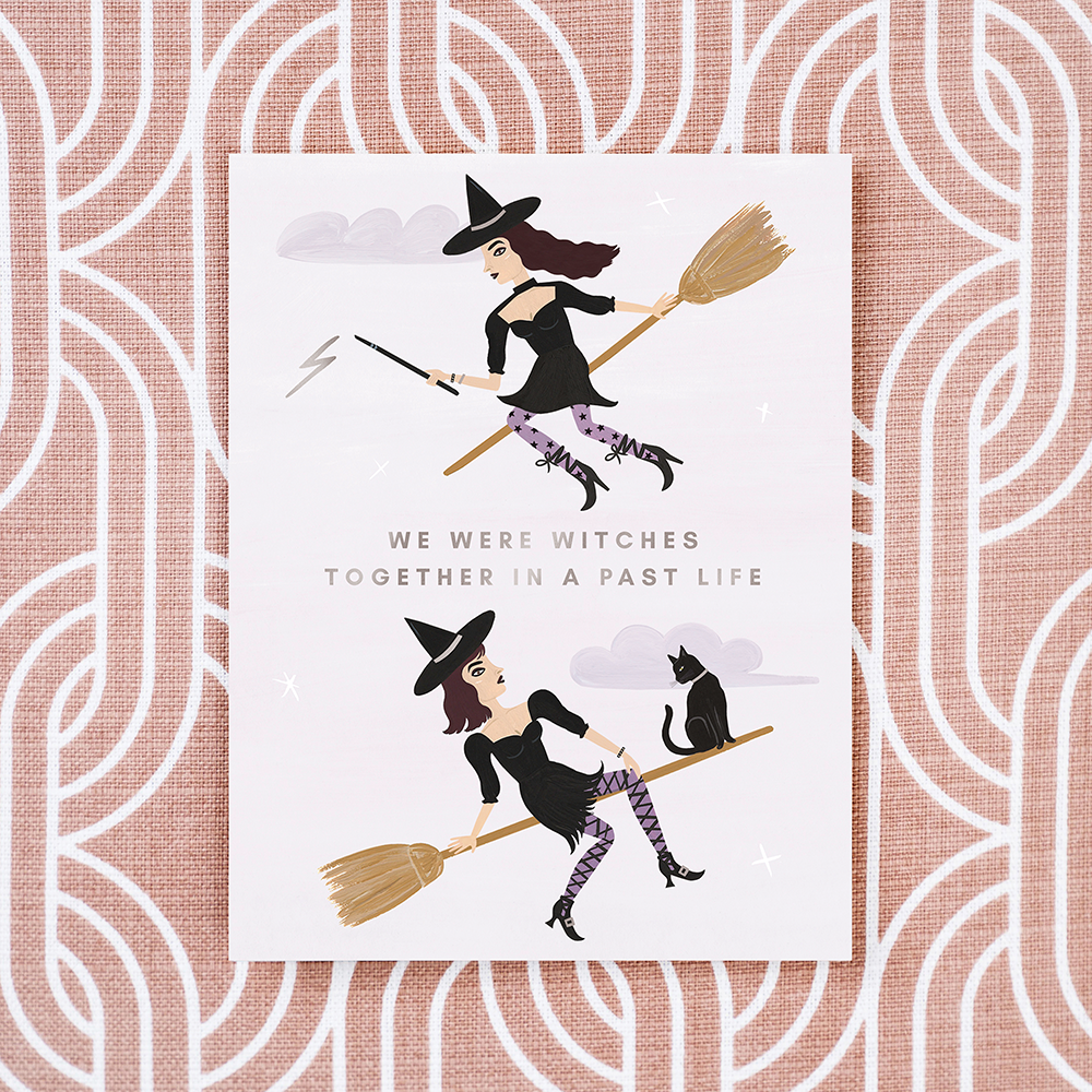 Girl w/ Knife - Wholesale Love Card - We Were Witches - Silver Foil1