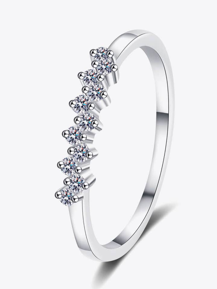 Eye-Catching Rhodium Over Pure Sterling Silver Moissanite Ring for wholesale by Sparkala