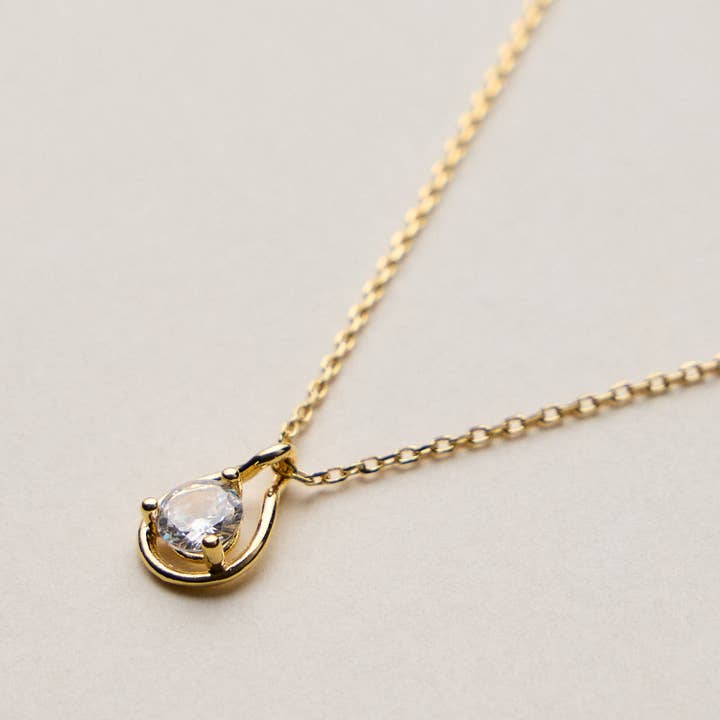 GD Gold Dipped Teardrop CZ Pendant Necklace for wholesale on Faire0