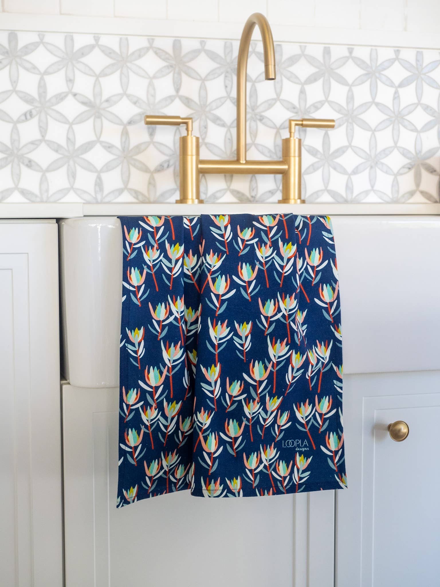 Loopla - Wholesale Tea Towel - Leucadendron Blue Cotton Crepe Tea Towel1