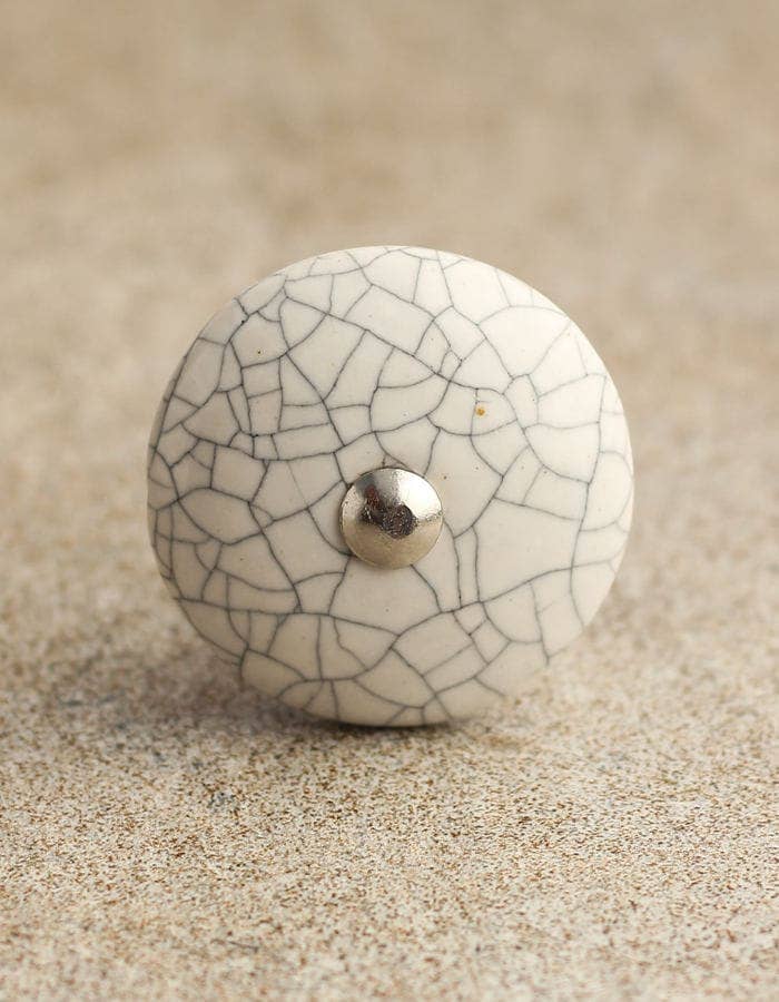 KNOBCO - Venta al por mayor Pomos/tiradores - Tiradores de cerámica blanca con diseño craquelado, pomos para cajones.0