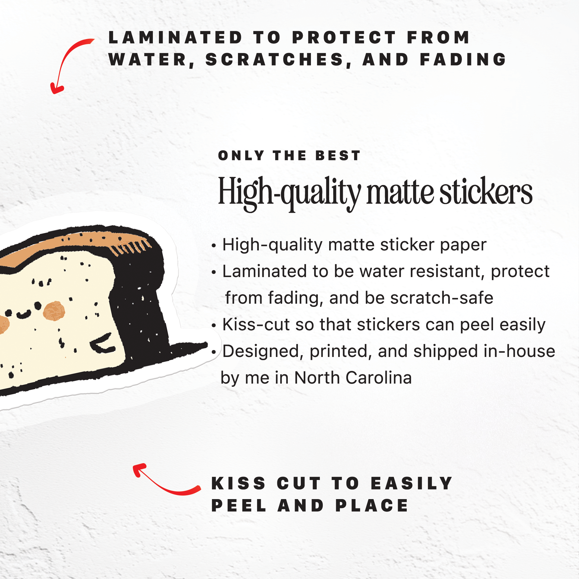 Petty Paper Studio - Wholesale Sticker - A Little Toast - Laminated Vinyl Matte Sticker1