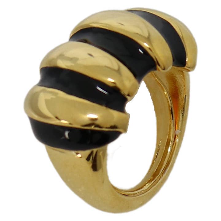 Anel Ajustável de Camarão Esmalte Preto por atacado de Kenneth Jay Lane