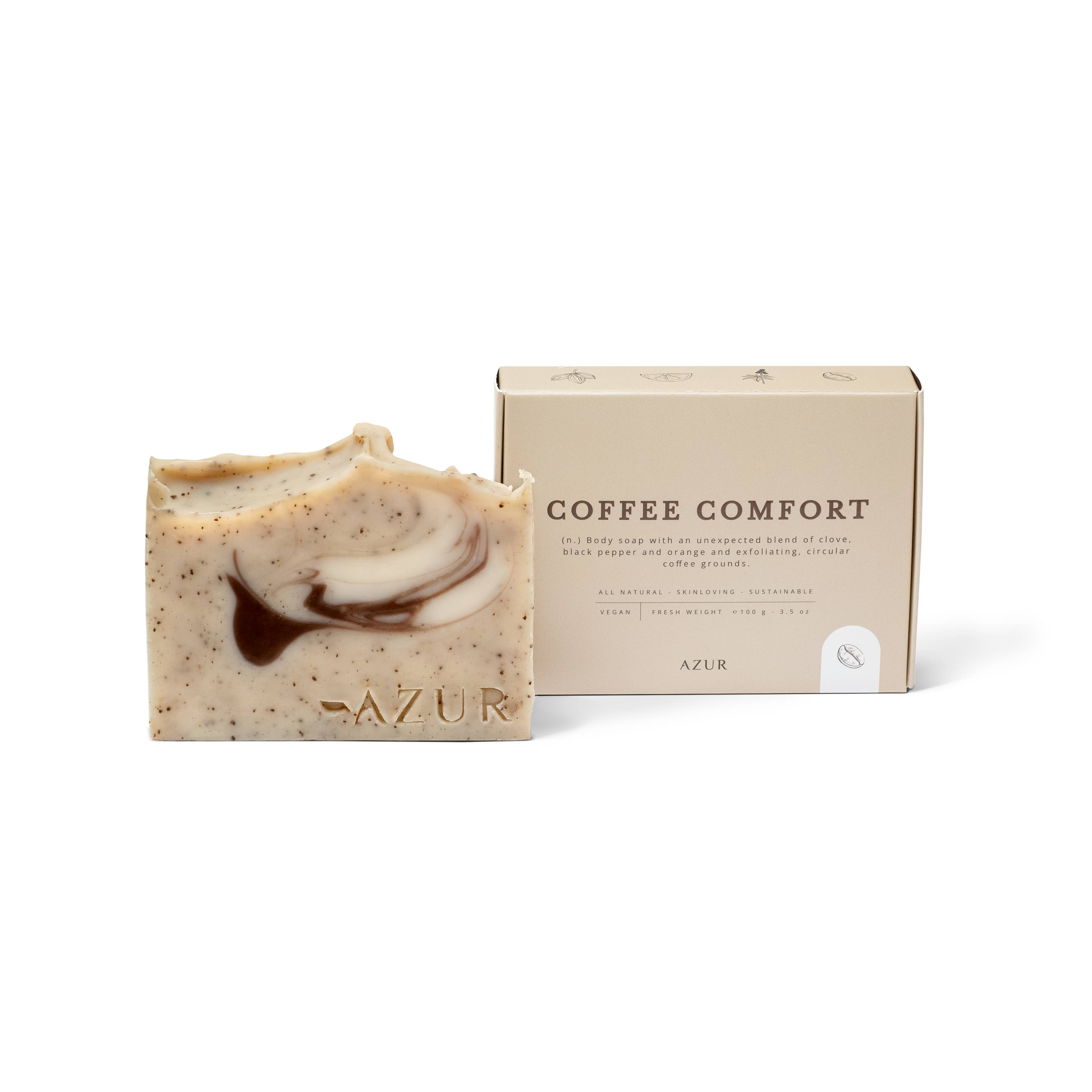Azur Natural Bodycare BV - Wholesale Bar Soap - COFFEE COMFORT | body scrub bar | natural soap