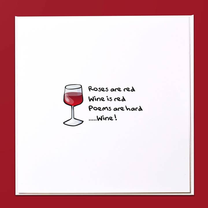 Les roses sont rouges, le vin est rouge Carte de vœux pour la vente par The Crafty Giraffe