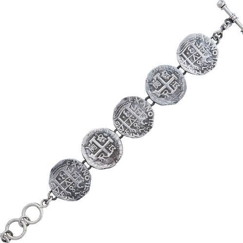 Sterling Silver Replica Treasure Coin Bracelet for wholesale by Charles Albert Inc