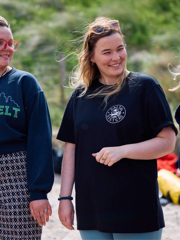 Salty Sisters - Wholesale Screen Printed T-Shirt - Women's - Long Unisex Relaxed Heavy T-shirt