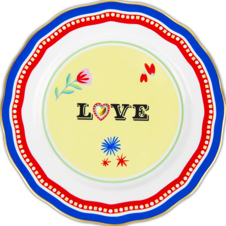 Prato de Sobremesa em Porcelana - Amor - Mamma Mia por atacado de Baci Milano