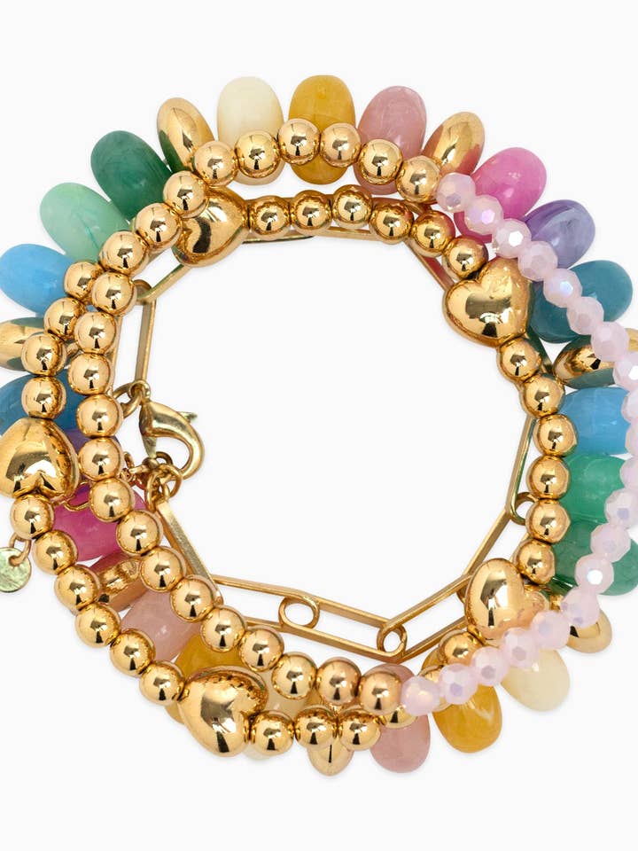 Gold Accent Marble Color Pearl Bead Bracelets Set of 4 for wholesale by Sessori