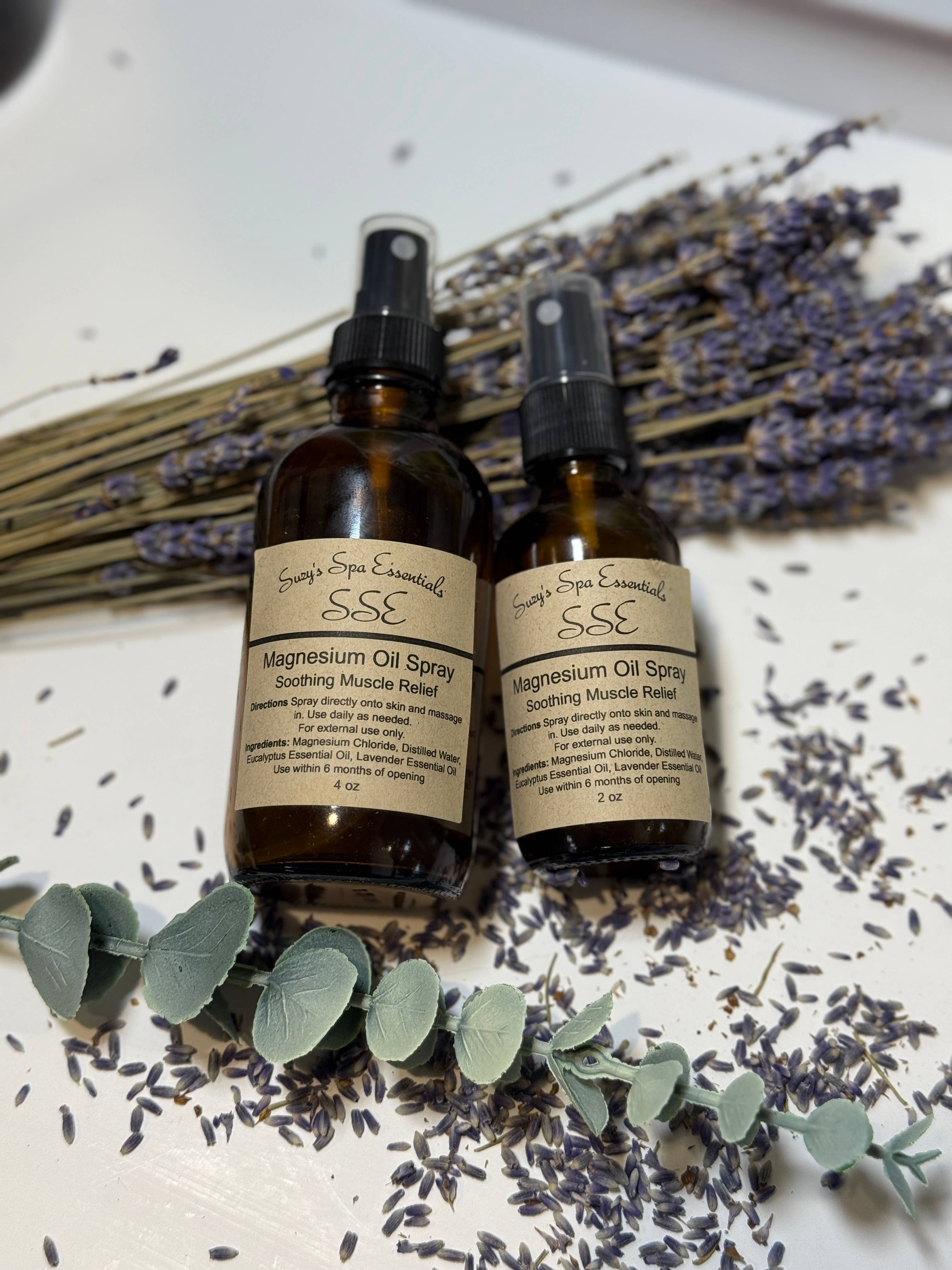 Suzy Spa Essentials - Wholesale Aromatherapy Mist - Magnesium Oil – Lavender + Eucalyptus Muscle & Sleep Spray1