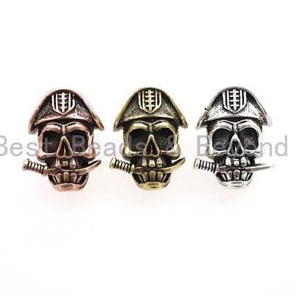 BestBeads&Beyond – Großhandel Individueller Charm/Anhänger – Antike Piraten Schädel Paracord Perlen, Paracord Survival Armband Perlen, KeyChain Lanyard machen Erkenntnisse, DIY Schmuck 15x21x11mm, sku #Y102