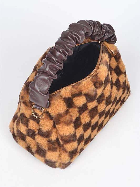 Plaid Faux Wool Bag HOEA204 for wholesale by House of E ATL LLC