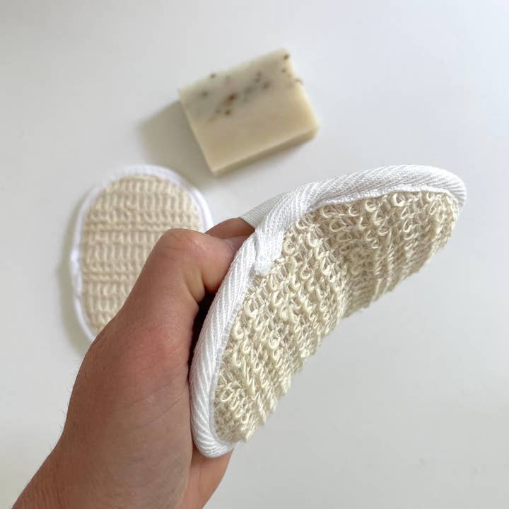 fort & field - Wholesale Bath Pouf/Sponge - Ramie and terry cloth oval loofah bath sponge1