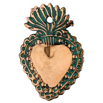 Tesoros Trading Company - Wholesale Ornament - Oxidized Copper Heart Ornament from Peru (MC01)3