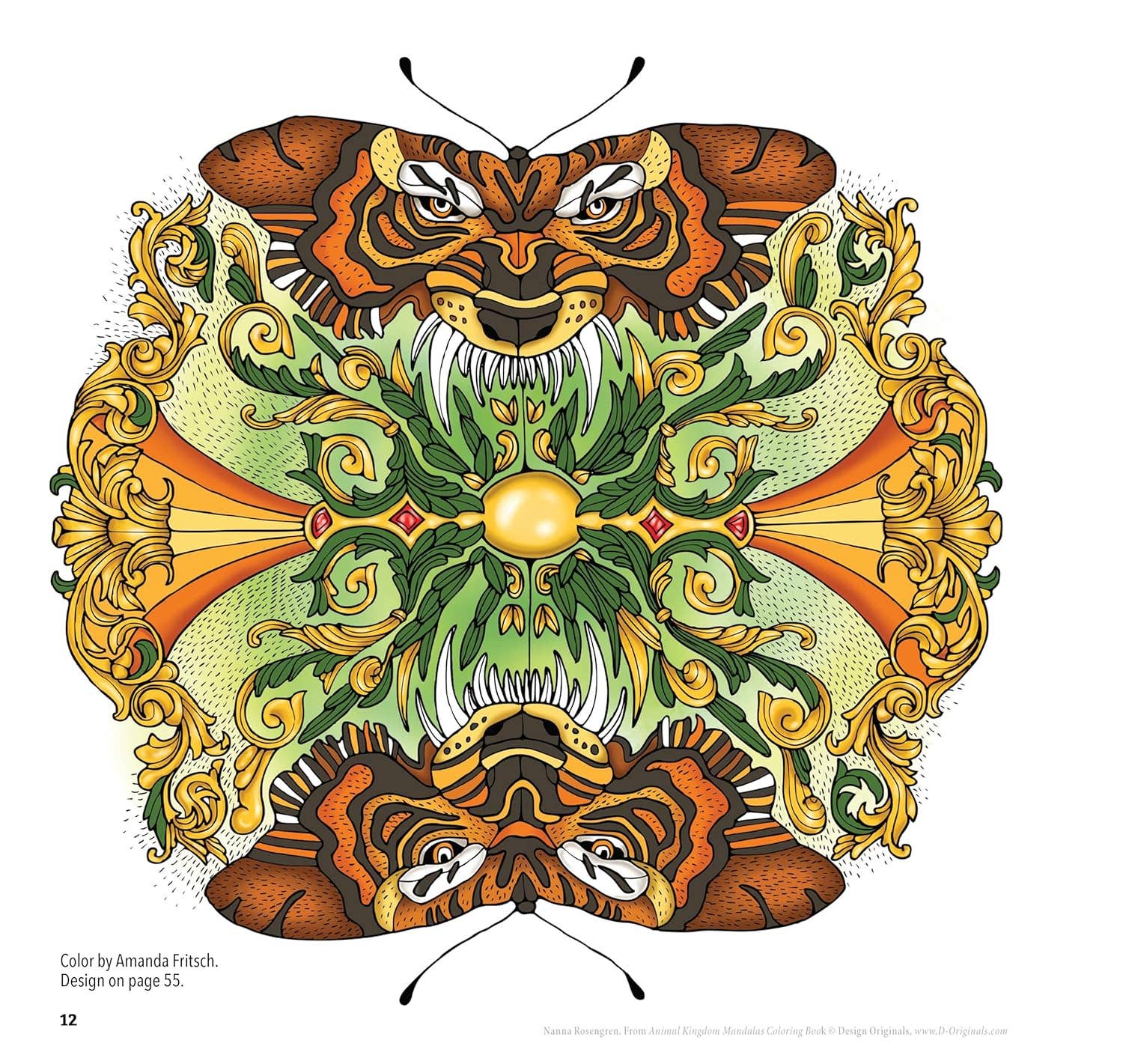 Fox Chapel Publishing - Venta al por mayor Libro para colorear y cuaderno de actividades - Adultos - Libro para colorear de Mandalas de Animal Kingdom, magníficos diseños3