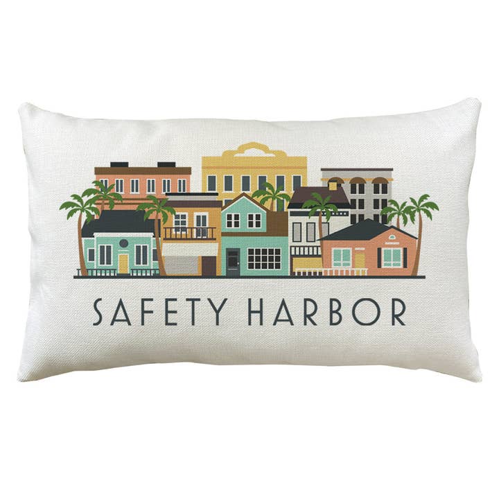 Safety Harbor Florida Town Lumbar Pillow Cover | Tampa Bay Decorative Throw Pillow Cushion Sham for wholesale by MooMo Studio