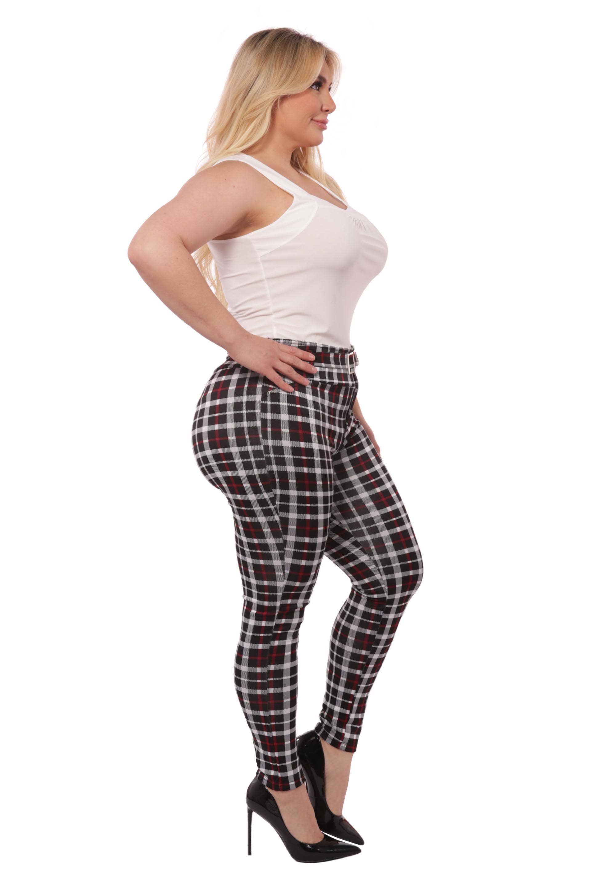REDFINCH APPAREL INC - Wholesale Pants - Women's - Womens Plus Size Treggings Skinny Pants With Self Belt4
