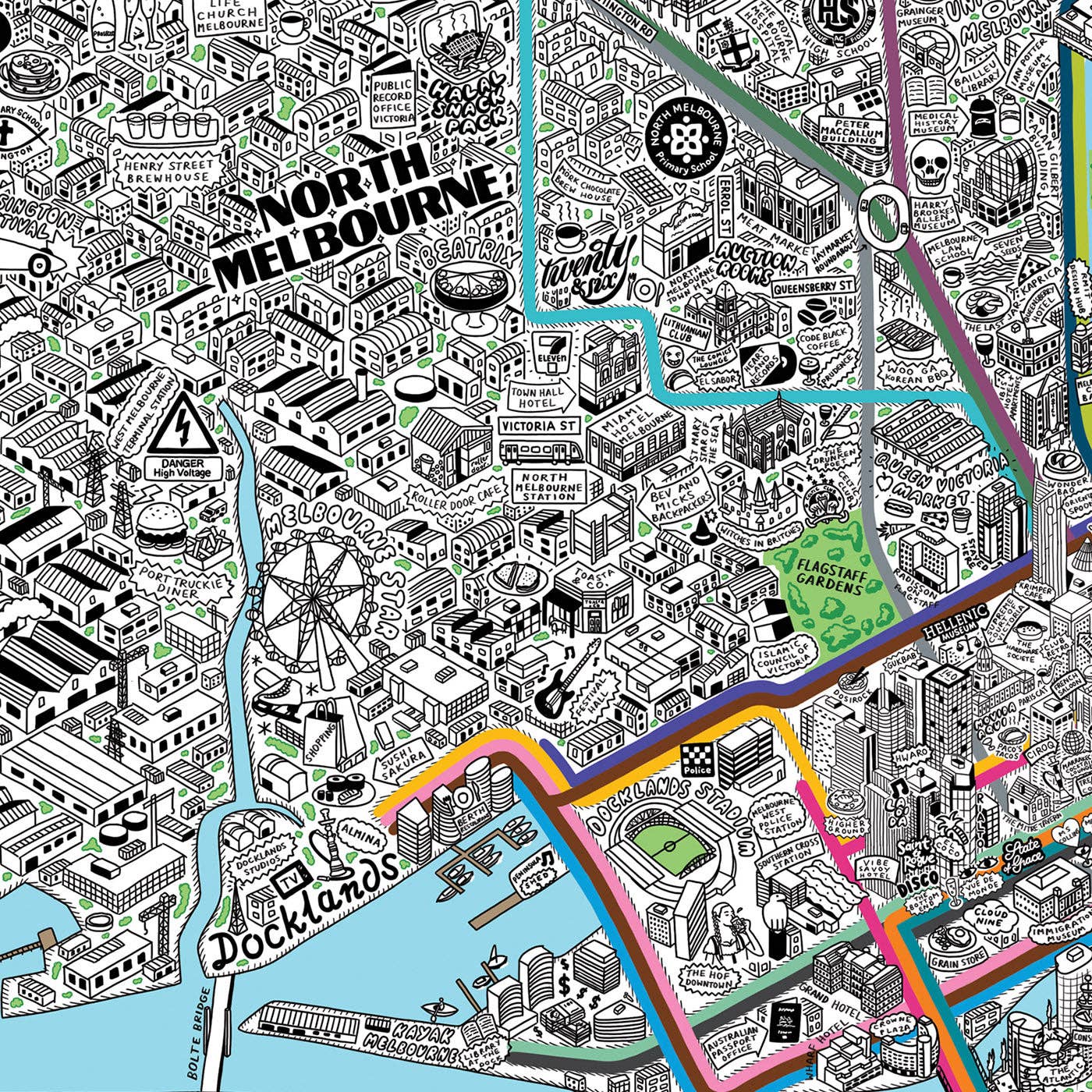 Evermade - Wholesale Art Print - Hand Drawn Map of Melbourne Art Print14