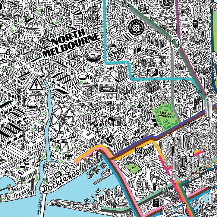 Evermade - Wholesale Art Print - Hand Drawn Map of Melbourne Art Print14