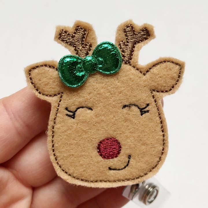 Amanda Rose Thread Co - Wholesale Badge Accessory - Women's - Christmas Reindeer Badge Reel – Spread Seasonal Joy at Work0