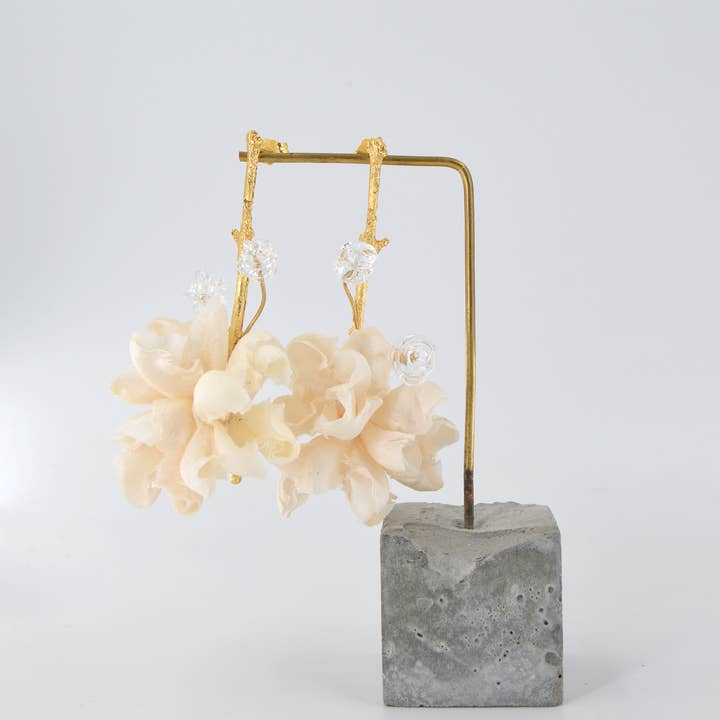 Pendientes Flourist seda y cristal de Murano colorblock para venta al por mayor de Chama Navarro