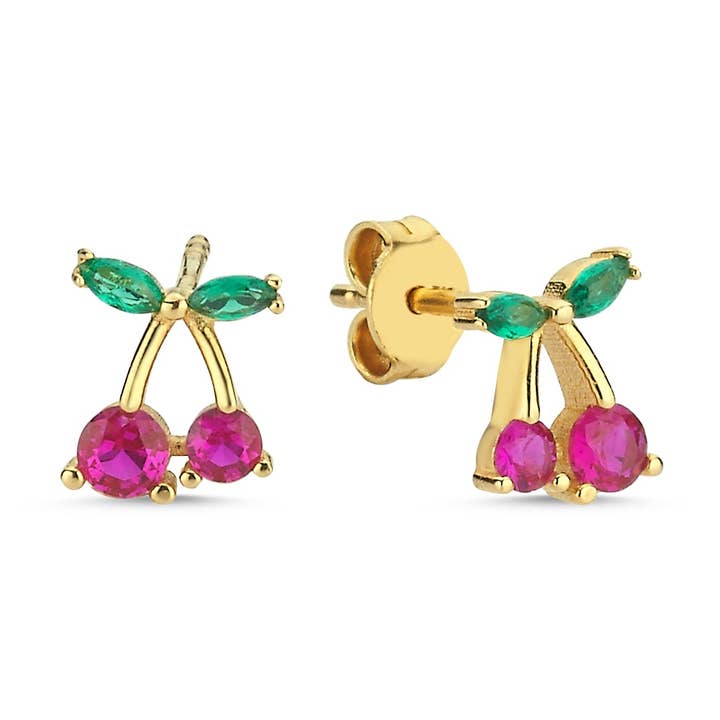 RUBY MINI CHERRY EARRINGS for wholesale by Sestra Jewelry