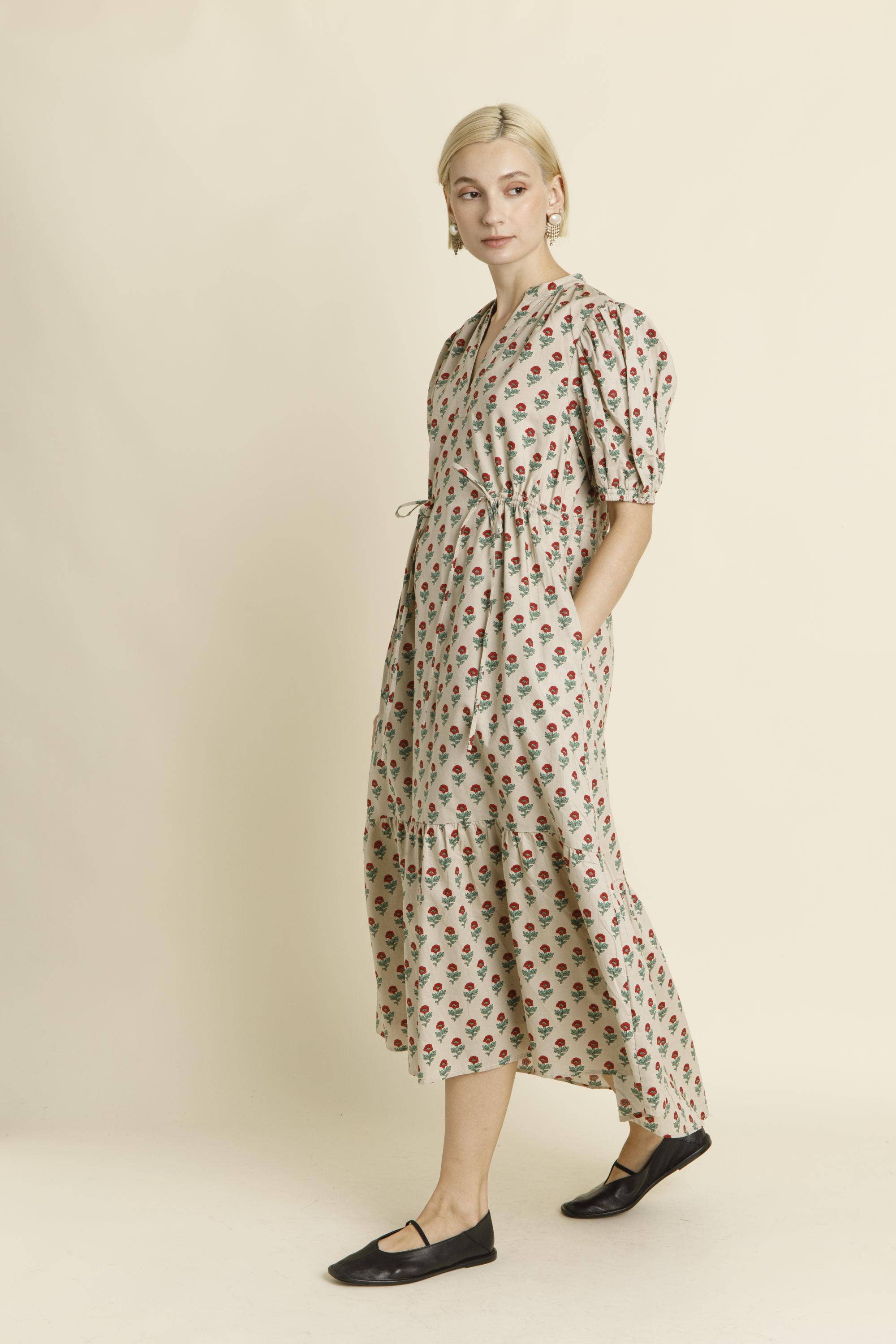 Aureum - Wholesale Dress - Women's - AD1829 - MIDI DRESS WITH WAIST TIES3