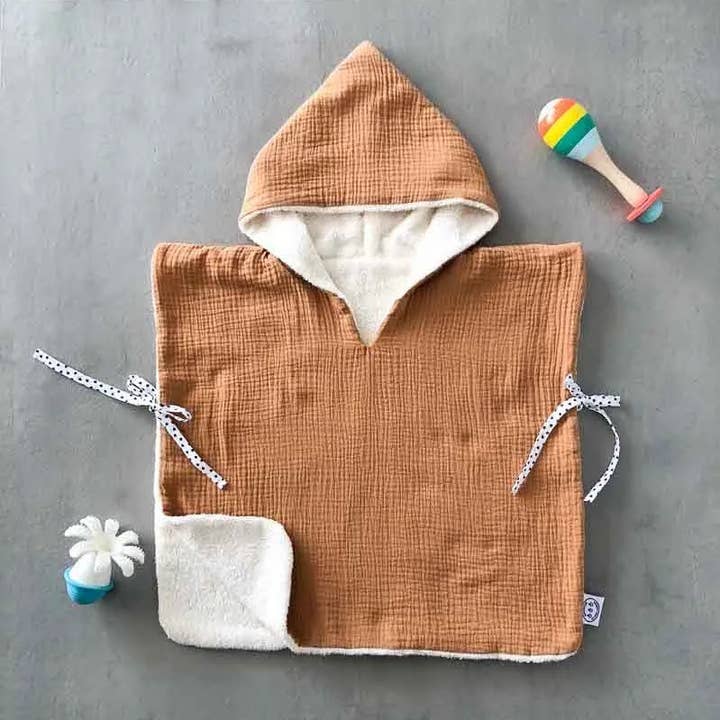 Manufacture des bébés français - Wholesale Poncho Towel - Kids & Baby - Camel bath poncho0