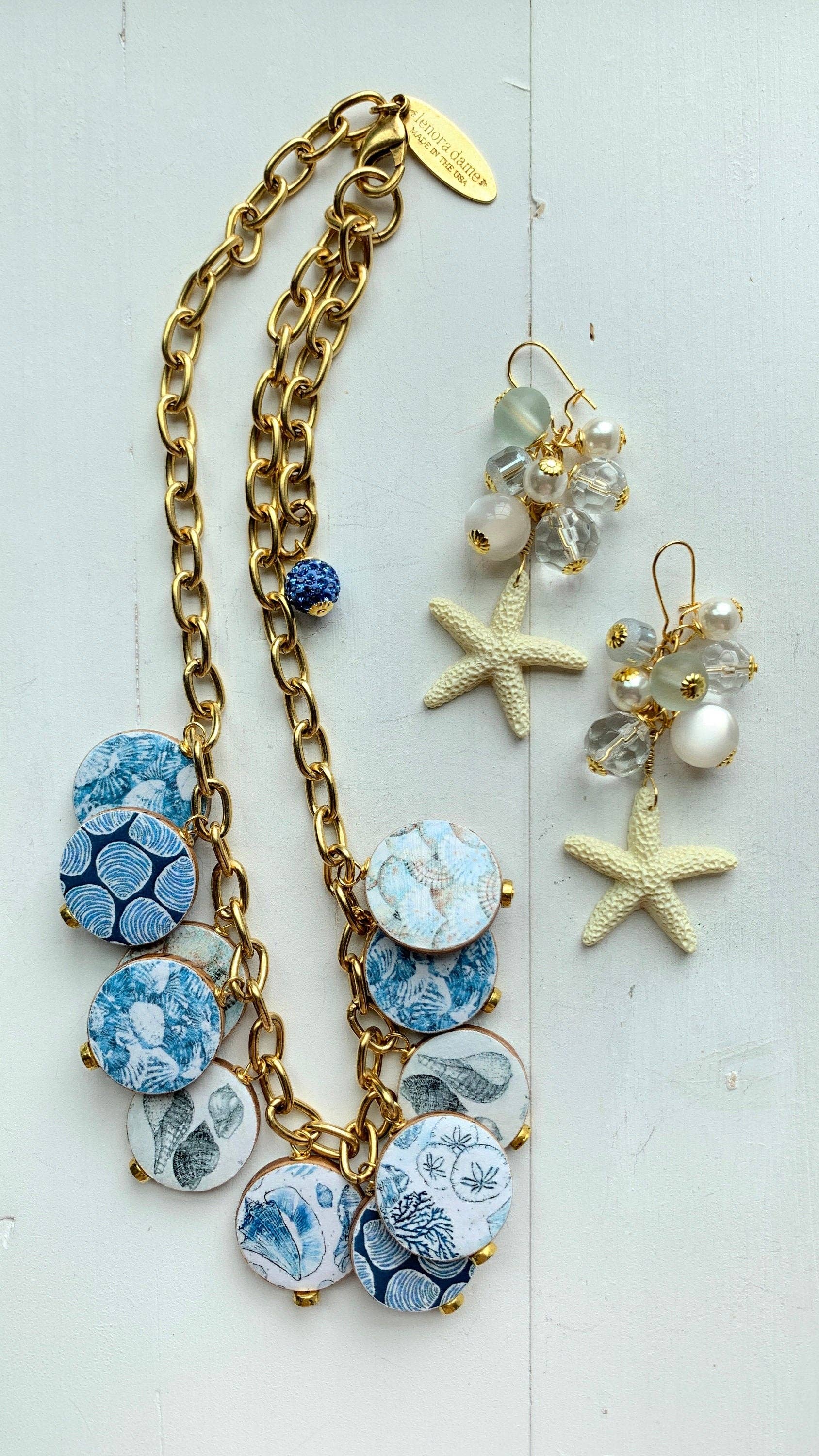 Lenora Dame - Wholesale Pendant/Charm Necklace - Vintage Seashell Art Necklace2