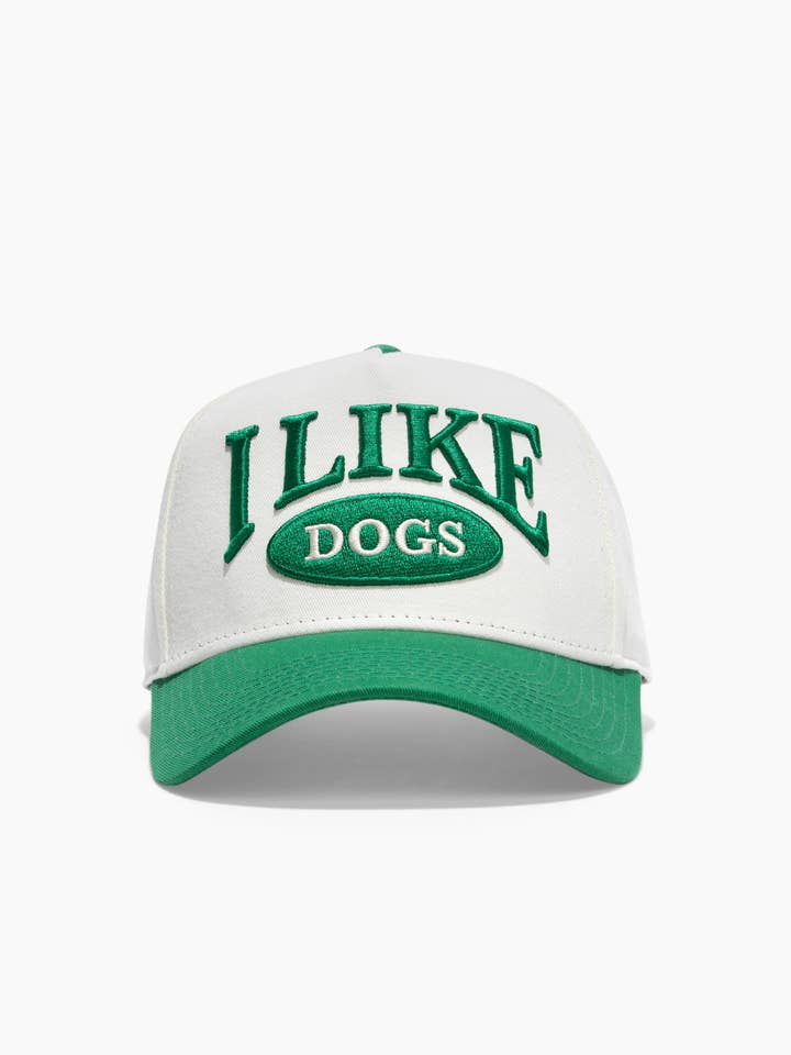 I like dogs | 5-Panel Arc Hat | Cream and Green for wholesale by Diogie Brand