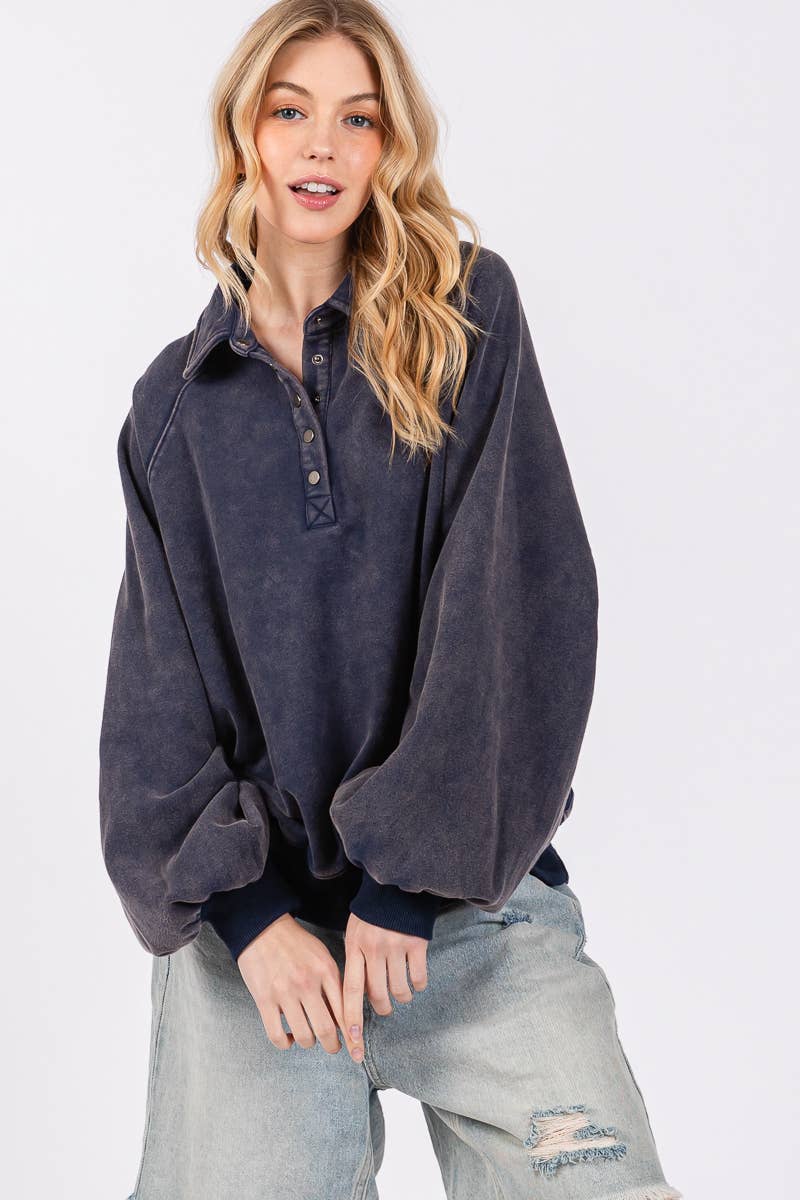 Sewn and Seen - Venta al por mayor Sudadera - Mujer - SUDADERA CON CUELLO A PRESIÓN CON LAVADO MINERAL14