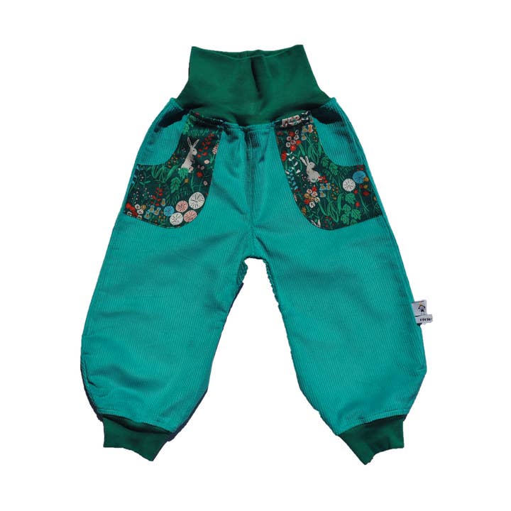 Pantaloni in velluto a coste biologico con coniglietti per bambini per la vendita all'ingrosso da parte di ViViV