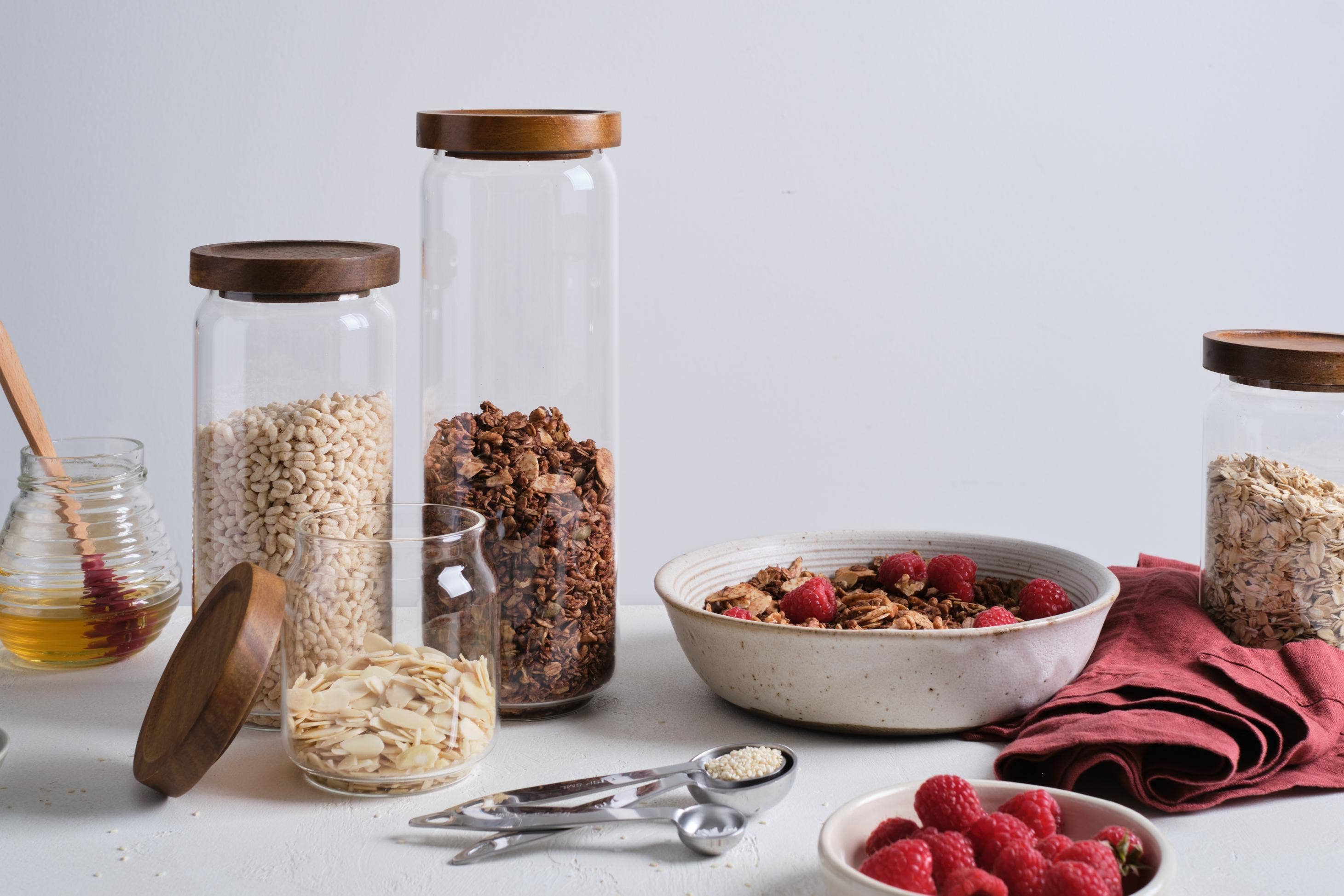 Clear KITCHEN BASICS Canister Borosilicate/Acacia Lid 13oz for wholesale on Faire3