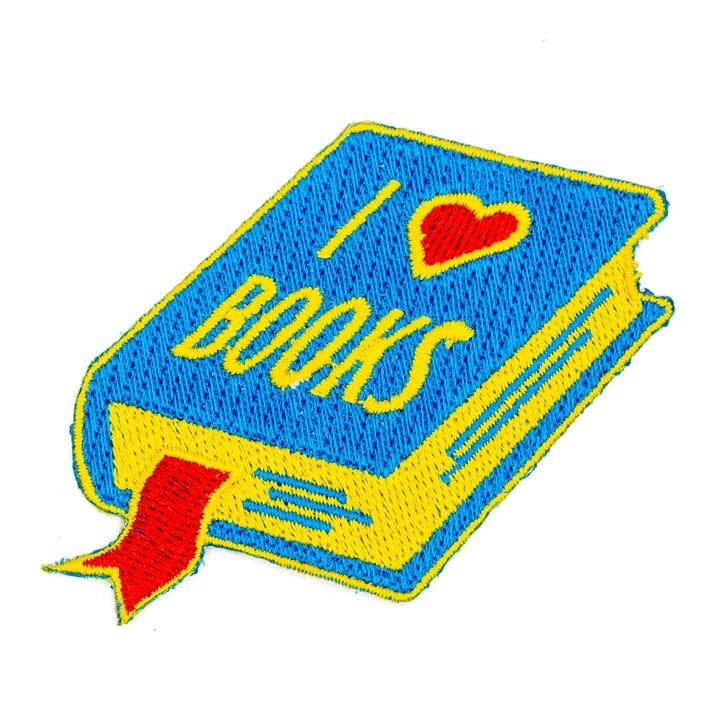 These Are Things - Wholesale Patch - I Heart Books Embroidered Iron-On Patch