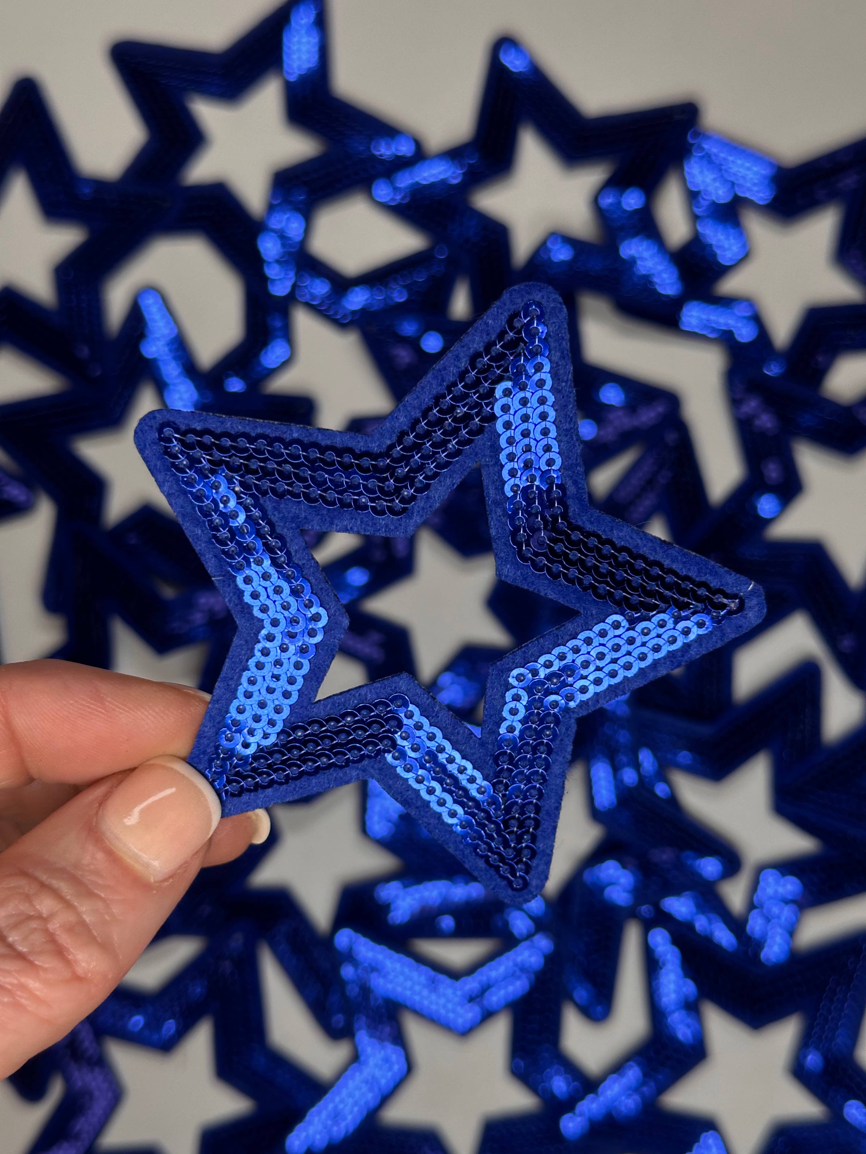 Aloe and Milk Boutique - Wholesale Patch - Sequin Star Outline, sequin, star patch, cheer, game day5