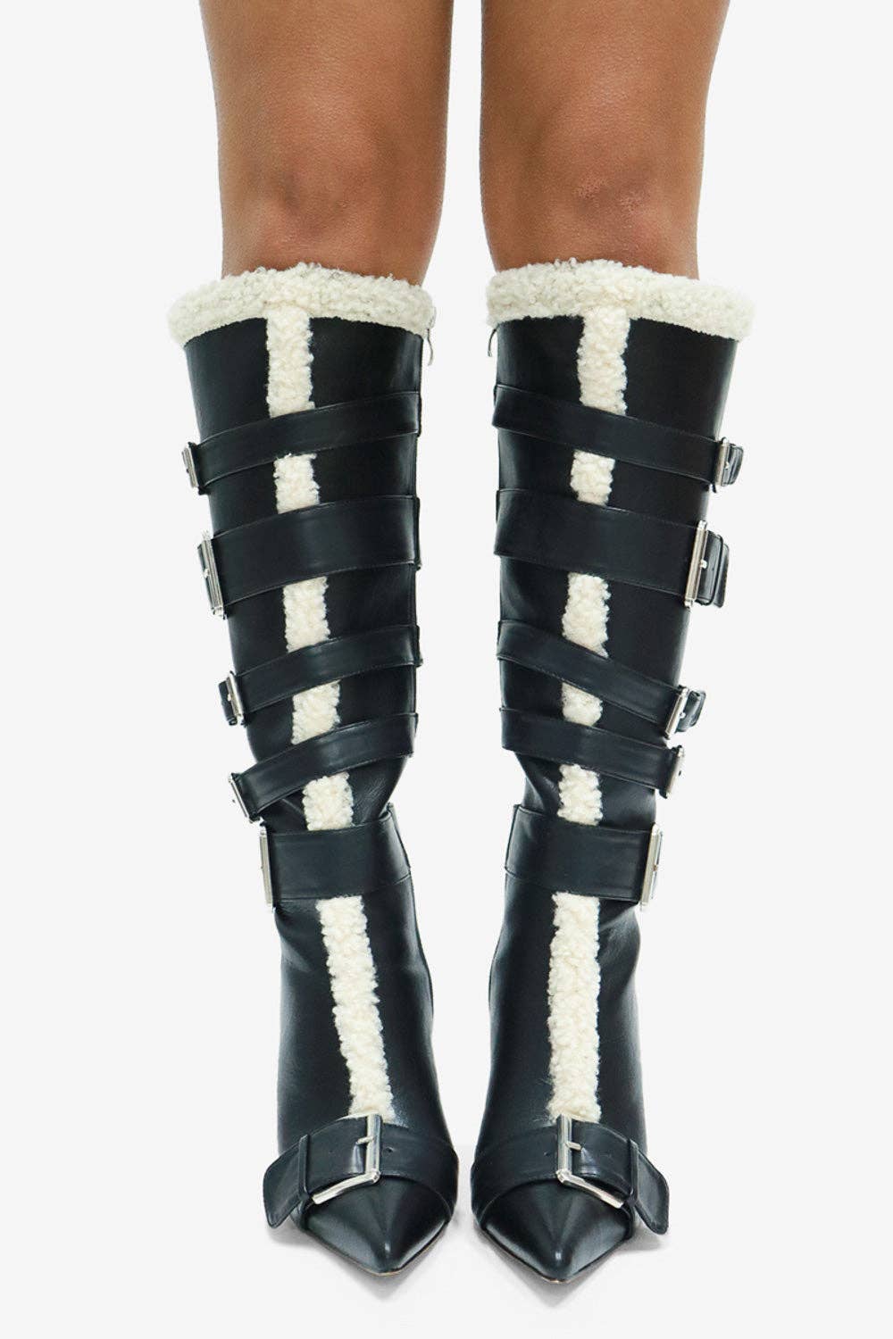 Lemonade Shoes - Wholesale Laarzen - Dames - INGRID- Kniehoge Laars, Zijgesp Buckledetail, Puntige Neus4