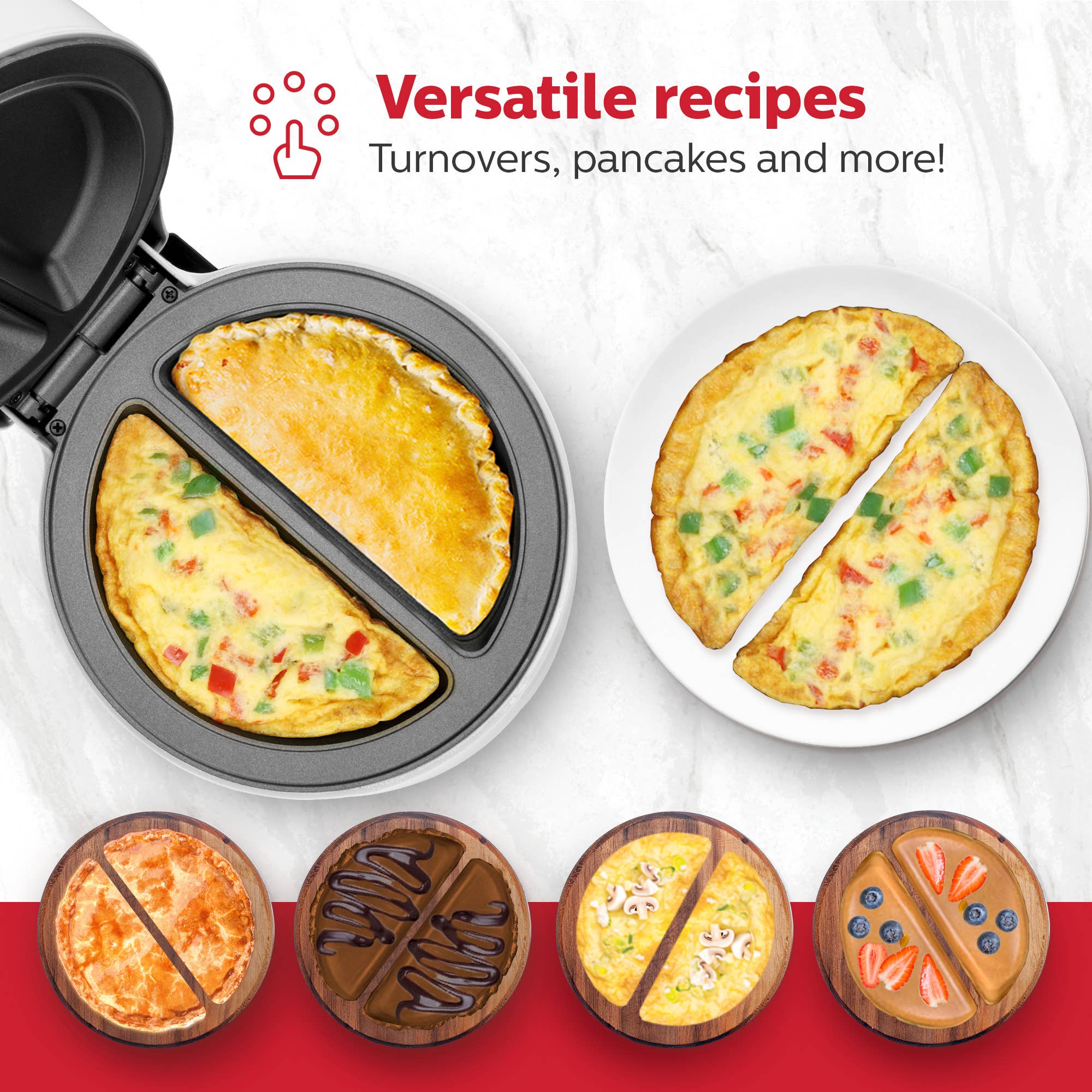 Holstein Housewares - Wholesale Kitchen Appliance - Easy Fast Breakfast Omelet Maker for Pancakes & Treats17