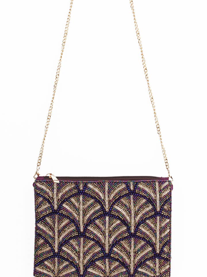 PLUM AND GOLD SWIRL ART DECO BAG for wholesale by My Doris