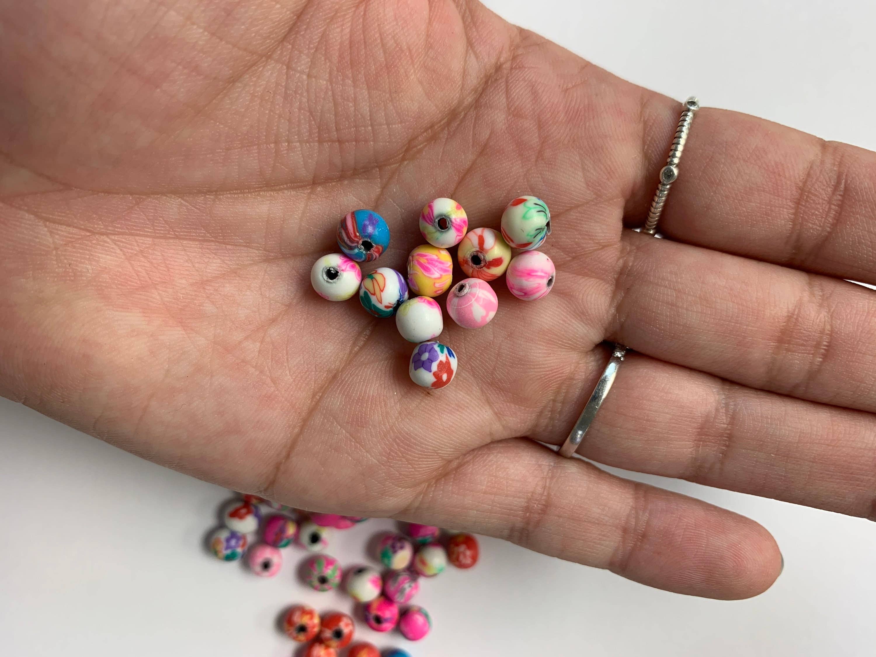 The Bead Bazaar - Wholesale Beads - 100 Bright Flower Beads, 90's Boho Accent Flower Beads, Colo8