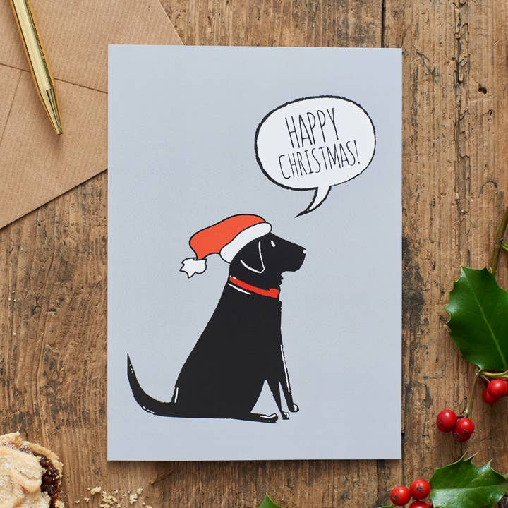 Weihnachtskarte - Schwarzer Labrador für den Großhandel von Sweet William Designs
