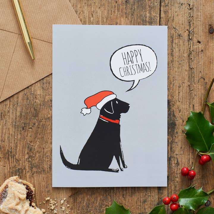 Christmas Card - Black Labrador for wholesale by Sweet William Designs