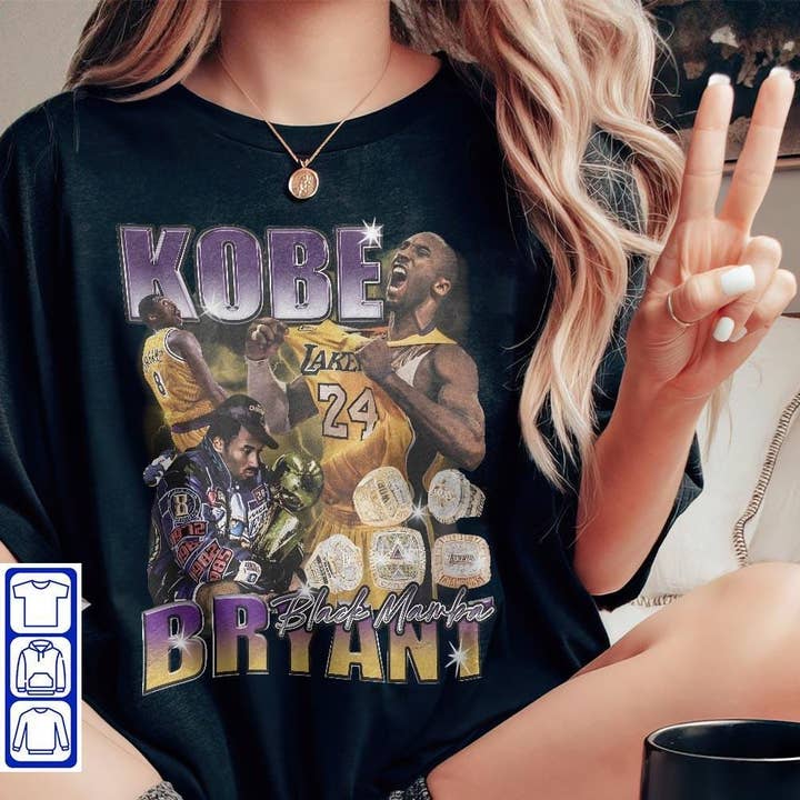 SONDO DESIGN LTD - Wholesale T-Shirt (Graphic) - Women's - Vintage 90s Kobe Bryant Bootleg Shirt, Basketball Lover Tee