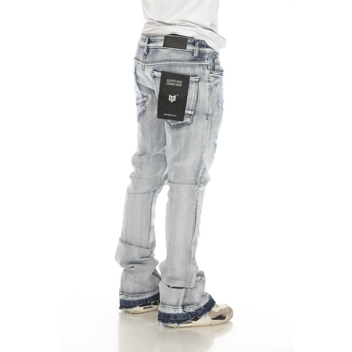 Stylo - Wholesale Jeans - Men's - Light Blue Stacked Flare Jeans