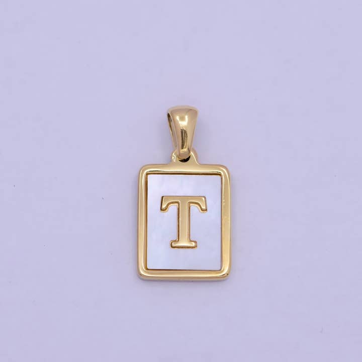 Aim Eternal - Wholesale Individual charm/pendant - Mother of Pearl Letter Charm Gold Tag Alphabet Charm, Shell Letter Pendant Personalized Letters Initial Charm Stainless Steel A-862-A-87419